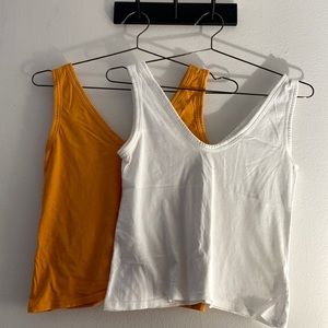 (2) two Everlane women The Air Cami XS white orange
